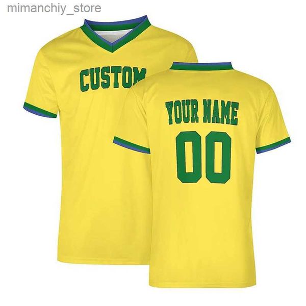 Colecionável Amarelo Homens Futebol Jersey Personalizado Futebol Camisetas Malha Sportwear Team Game Plus Size Roupas Cool Quick-Drying Training Wear Q231118