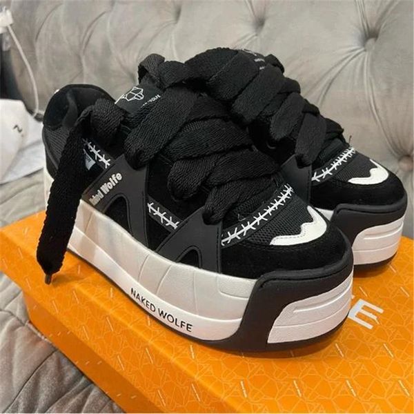 Kadın Ayakkabı Çıplak Wolfe Sneakers Slide SLIDER Deri Süet Örgü Platform Eğitmenler Sınırlı Nadir Moda Tasarımcısı Çıplak Ayakkabı Wolfe Orijinal Kutusu 35-41 Gerçek Fotoğraflar