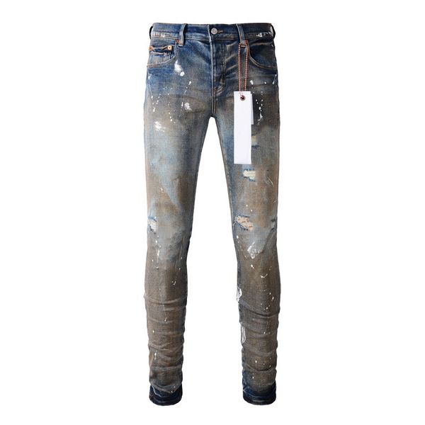 Jeans firmati streetwear uomo denim Skinny Slim Jeans da uomo di alta qualità Foro Blu chiaro Grigio scuro Pantaloni vintage di marca italiana da uomo piega slim skinny moda Qualità