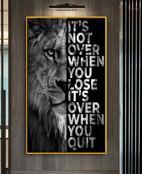 Gemälde Black Wild Lion Motivationszitat Kunst Leinwand Malerei Wand Poster Drucke Bilder für Wohnzimmer Home Cuadros Decor1682546