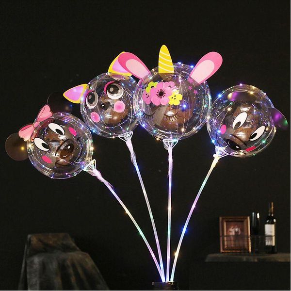 Decorazione per feste Palloncini Bobo Palloncino a LED trasparente Illuminazione novità Luci a corda a bagliore di elio per matrimoni di compleanno all'aperto E Dhmdy