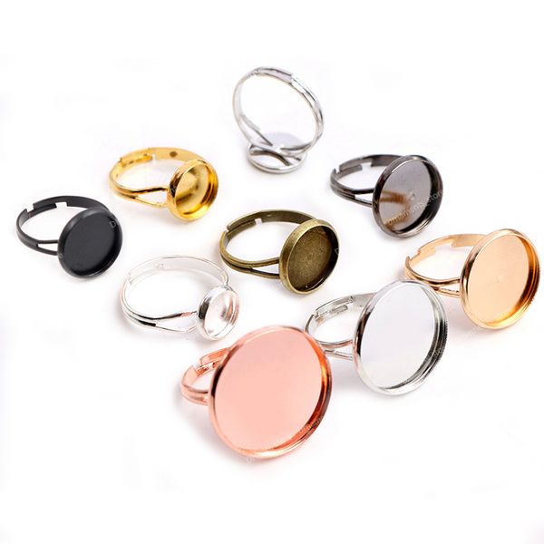 10 Stück/Lot verstellbare leere Ringbasis, passend für Durchmesser 10, 12, 14, 16, 18, 20 mm, Glas-Cabochons, Cameo-Einstellungen, Tablett, DIY-Schmuckherstellung, Ring-Schmuckherstellung, Schmuckzubehör