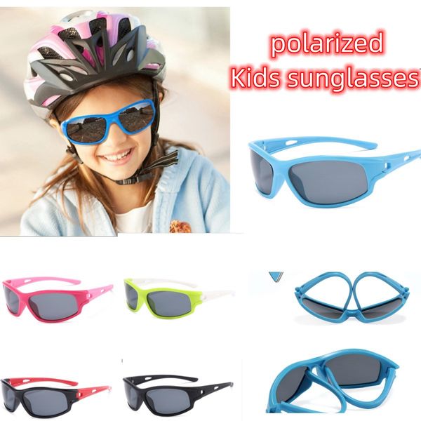 Nuovi occhiali da sole quadrati Occhiali da sole morbidi in silice per bambini Occhiali da sole quadrati polarizzanti per ragazzi e ragazze Occhiali da sole infrangibili UV400 per bambini