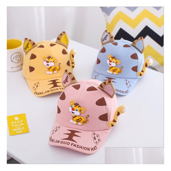 Berretti Cappelli Neonati maschi Ragazze Cartoon Tigre Bambini carini Sunsn Baseball Cappello parasole per bambini 2-6 anni Consegna di goccia Accessorio di maternità Dhknm