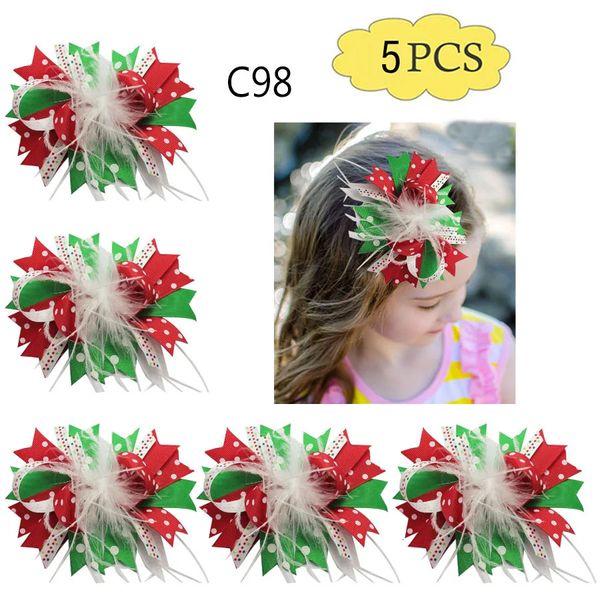 Copricapo Accessori per capelli gratuiti 5 pezzi -B Fiocchi per capelli ispirati al Natale Fermagli per capelli natalizi Babbo Natale Accessori per capelli grandi Fasce per pupazzo di neve 231118