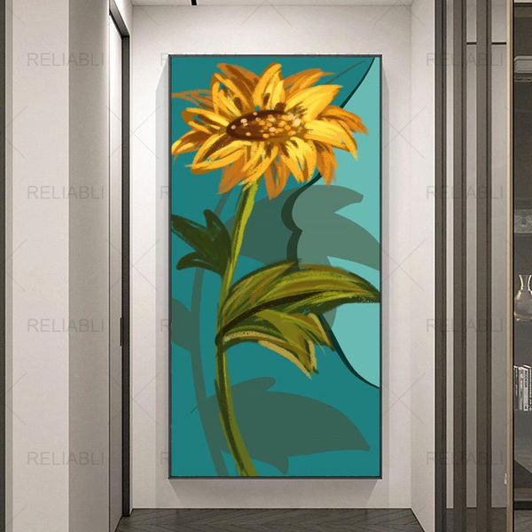 Abstrakte Sonnenblume Pflanze Blume Kunst Poster und Drucke Moderne Leinwand Ölgemälde Wandbild für Galerie Wohnkultur Kein Rahmen