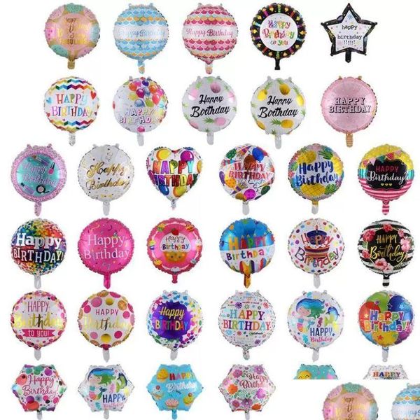 Partydekoration Großhandel 18 Zoll Geburtstagsballons 50 teile / los Aluminiumfolie Dekorationen Viele Muster Gemischt 916 Drop Lieferung nach Hause DHY40