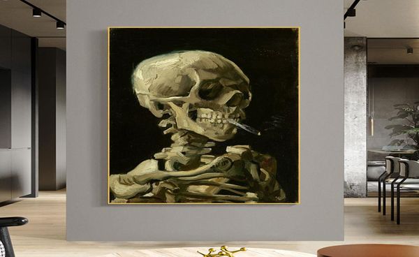 Kopf eines Skeletts von Van Gogh, Reproduktion, Ölgemälde auf Leinwand, Poster und Drucke, skandinavisches Wandbild für Wohnzimmer9313719