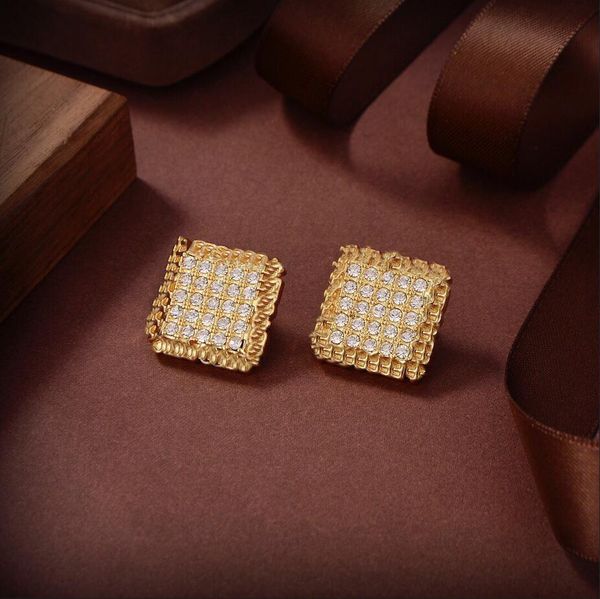 Fashion Square com Diamond Brinchand Stud Copper Mulheres Brincos Senhoras Ear Exter