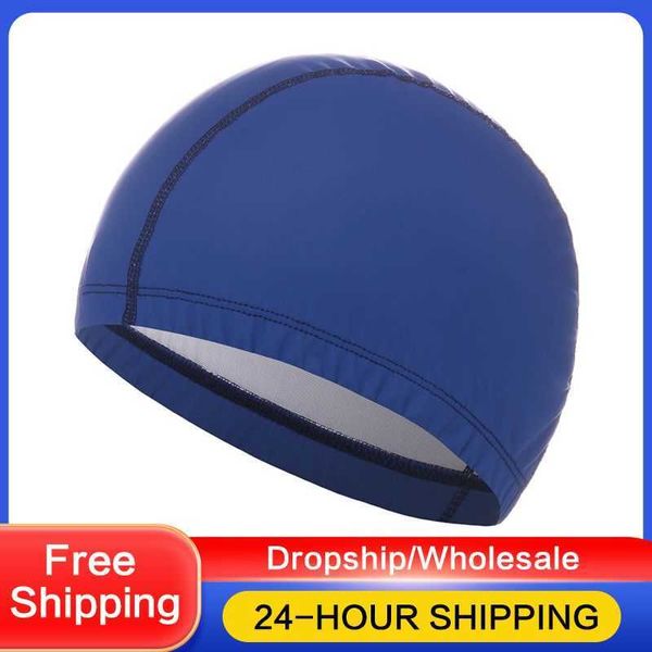 Gorros de natación Gorro de natación Cómodo Silicona Impermeable Pu Tela Unisex Adultos Gorro de natación Pu Gorro de natación impermeable Profesional P230418