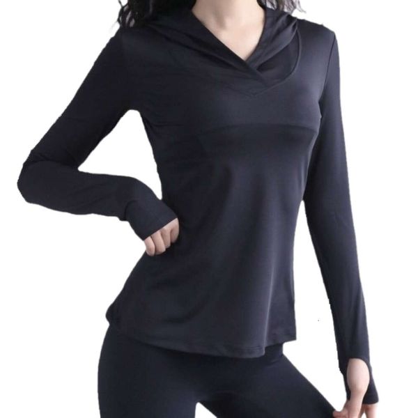 Lu-75 Felpa con cappuccio cuore pesca Corsa Sport Fitness Top a maniche lunghe Abbigliamento yoga Giacca da donna ad asciugatura rapida Camicie invernali con fibbia per pollice