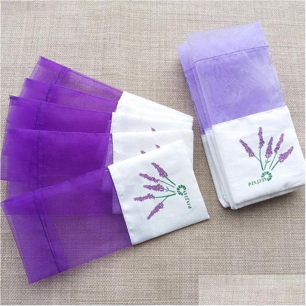 Enrole de presente Purple Cotton Organza Lavanda Bolsa de Sache Diy Pacote de Flores Secas Partema LX1634 Drop Deliver