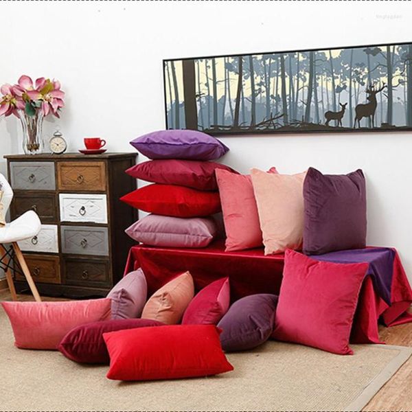 Capa de travesseiro Velvet 45x45 Decoração de casa nórdica Red House de Coussin para Sofá Fronha da sala de estar