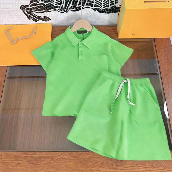 23ss ragazzi Polo pantaloncini tuta bambini set bambini abiti firmati bavero lettera tinta unita jacquard manica corta tenuta pantaloncini vestiti vestiti per bambini di alta qualità a1