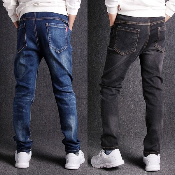 Jeans 3-18T Junge Jeans Mode Frühling Herbst Teenager Lose Elastische Beiläufige Feste Kinderkleidung Cowboyhosen Hohe Qualität 230418