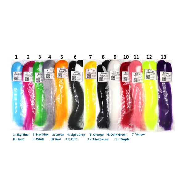 6 pacotes de cores sortidas frisadas kinky streamer fibra minnow material de amarração de mosca para isca de água salgada pique moscas pesca iscas de pesca esportes de alta qualidade