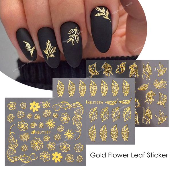 12 Stück Nagelaufkleber Gold Blume Blatt Spitze Design Geometrie Linie Nail Art Slider Maniküre Nagellack Aufkleber Wrap Dekorationen Großhandel Nail ArtStickers Abziehbilder Nagelkunst