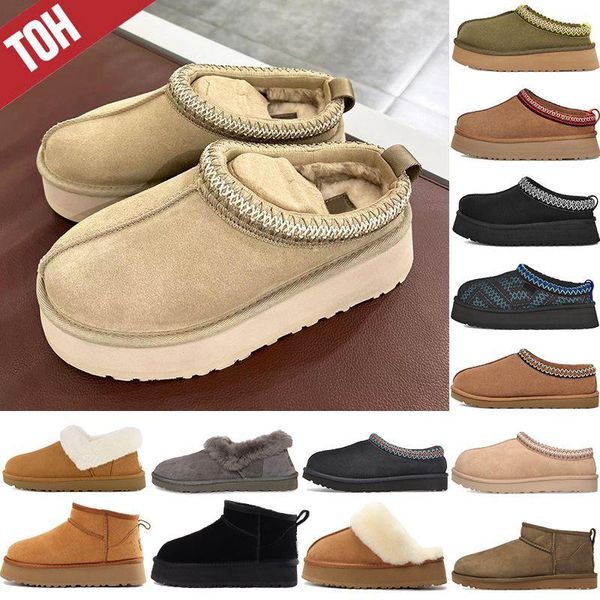 Avustralya Tasarımcı Kadın Botlar Tasman Tazz Koyun Dinini Shearling Platform Terlik Kış Ayakkabıları Klasik Ultra Mini Kar Boot Süet Yün W Cupu