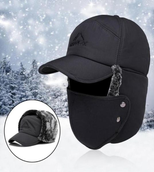 Männer Frauen Hüte Caps Maske Set Ohrenschützer Verdickt Warme Winter Für Outdoor Radfahren Kältebeständig Winddicht Baumwolle Kappe Jagd Hut masks6361064