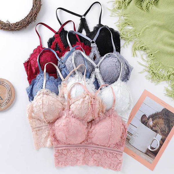 Bras 2021 New Women Women Lace Bra Top Hollow Out Bralette Push Up Roupher Sexy Vest Lady Big Size Copo completo FEMME FEMME Lingerie P230417