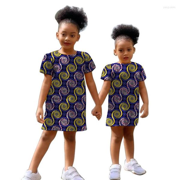 Ethnische Kleidung Nigerianische Mode Kurzarmkleid für Blumenmädchen Afrikanische Hochzeit Outfits für Schwestern