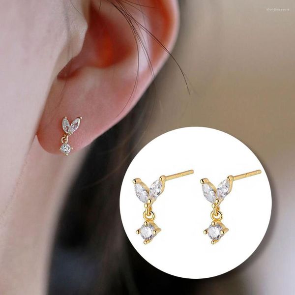 Ohrstecker Kleines Blatt Knospe Zirkon Kristall Party Schmuck Französisch Einfaches Licht Luxus Hochzeitsgeschenk Für Frauen