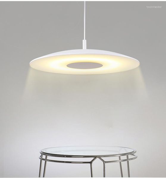 Lâmpadas pendentes modernas d50cm branco ou quente tinta acrílica círculo redondo lâmpada suspensa de 24w Sala de jantar LED Light Housend Suspende iluminação