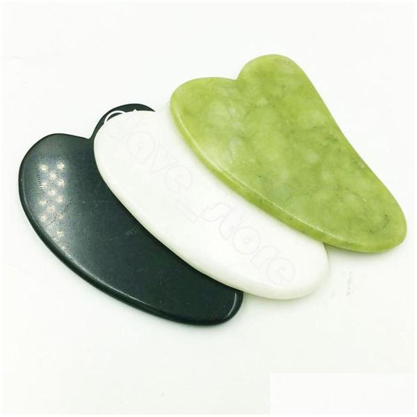 Favore di partito Pietra naturale Giada Guasha Gua Sha Board Masr per terapia di rottami Rullo di giade 3 colori Drop Delivery Giardino domestico F Dhgarden Dhkvg