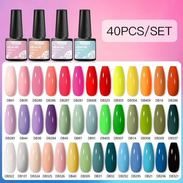 Polvos acrílicos Líquidos 60 40 20 piezas Juego de esmalte de uñas en gel Vernis Barniz UV semipermanente para manicura Kit de remojo Kits de capa superior base 231113