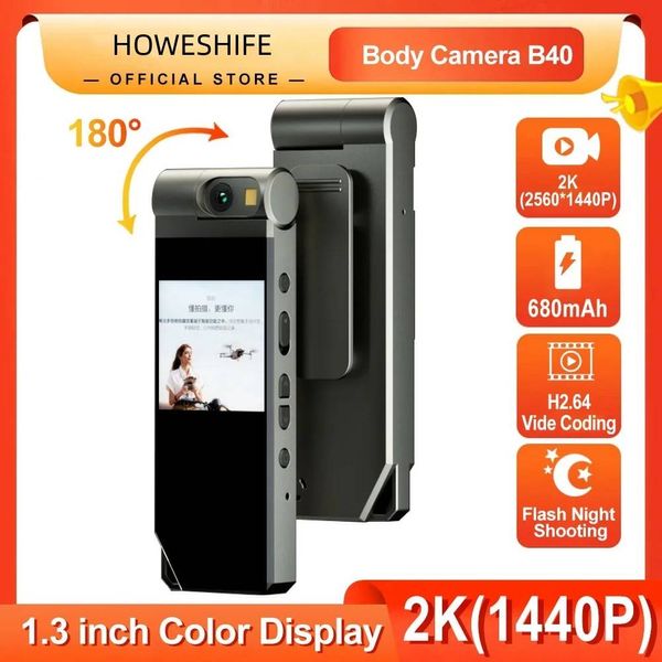 B40 mini câmera 2k gravador de vídeo digital portátil câmera corporal gravador visão noturna filmadora câmera de segurança de metal