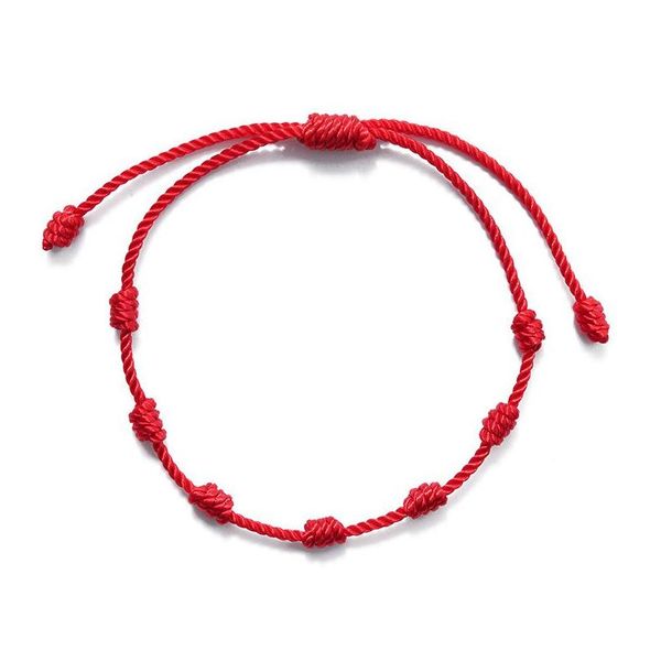Очаровательные браслеты 7 узлов красные струнные браслеты Защита Удачи Амат для успеха процветания веревки ручной работы