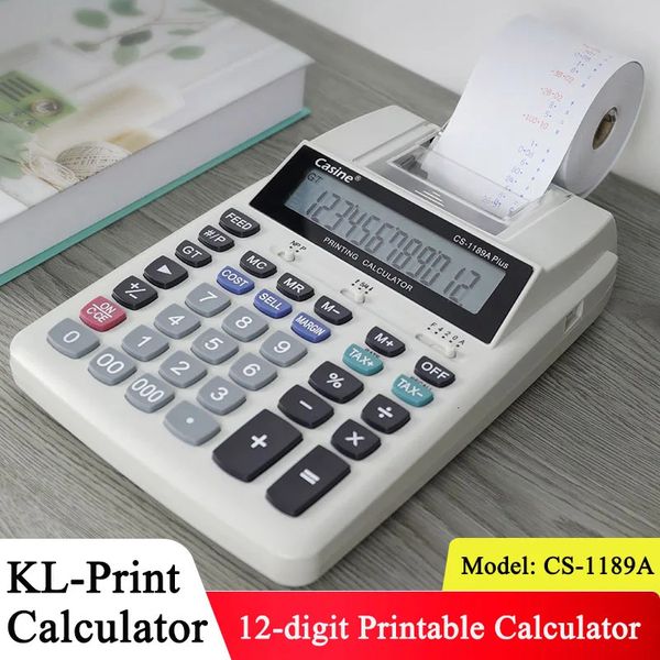 Калькуляторы 12-значный настольный калькулятор с металлической панелью для печати Чернильное колесо Двухцветный/одноцветный настольный калькулятор для печати Office 231117