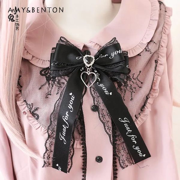 Головные уборы Аксессуары для волос Японская серия Jk Lolita Lace Mine Love Heart Rhinestone Шпилька с буквами Лента с бантом Заколки для волос Головные уборы Корейские аксессуары для волос 231118