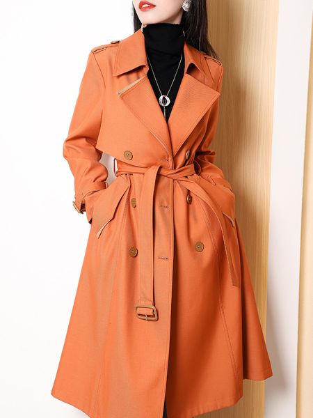 Jackets femininos 2023 Spring Autumn Coat Women Women Basted Double Trench Longa Trench High Quality Belt sobre coqueiro Windbreaker feminino Z320 230418