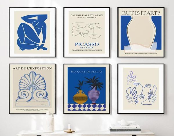 Dipinti Linea astratta Ragazza Volto Matisse Picasso Wall Art Canvas Pittura Nordic Poster e stampe Immagini per soggiorno Deco6435993