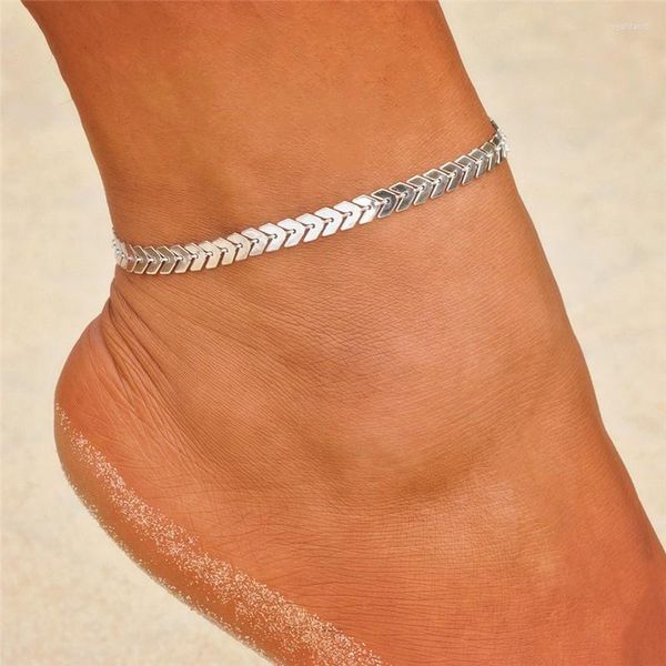 Cavigliere KOTik Bracciale cavigliera con freccia in oro bohémien per donna Catena color argento Gioielli per gambe a piedi nudi da spiaggia estiva femminile