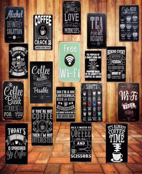 2021 WIFI Shabby Chic Home Bar Cafe Vintage Decorazione della parete Art Targhe in metallo in metallo Pub Tavern Retro Piatti decorativi Poster in metallo Fr9942165