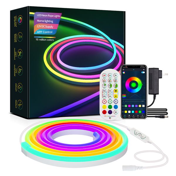 Светодиодные неоновые огни 10 футов RGBIC Smart Wi -Fi Bluetooth Neon Toving Light гибкий DIY Shape TV Decorative Decorative