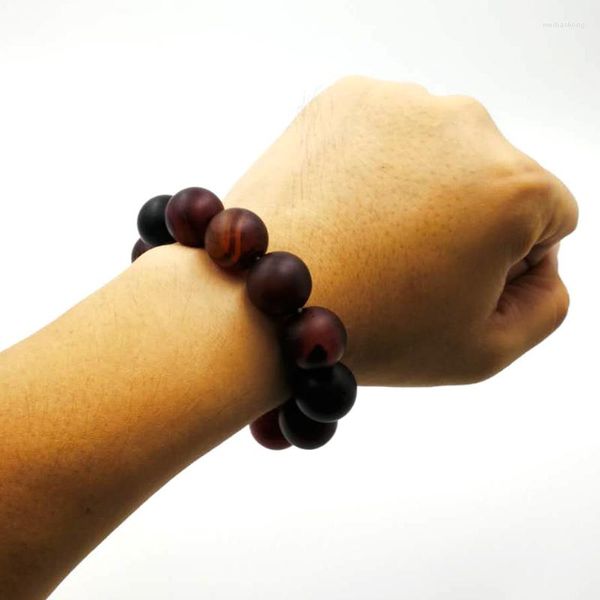 Bracciale da uomo Strand Natural Black Red Frosted Agates Stone Luxury Festival Regali per bracciali stile Eid Fashion