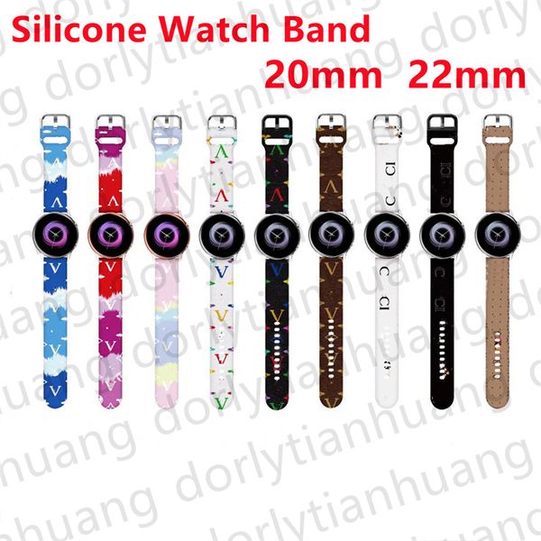 20mm 22mm pulseira de relógio para samsung galaxy watch 4 5 bandas clássico 46mm 42mm ativo 2 3 Silicone Color Printing Classic Business Bracelet Huawei Watchstrap gt 2/3/Pro strap