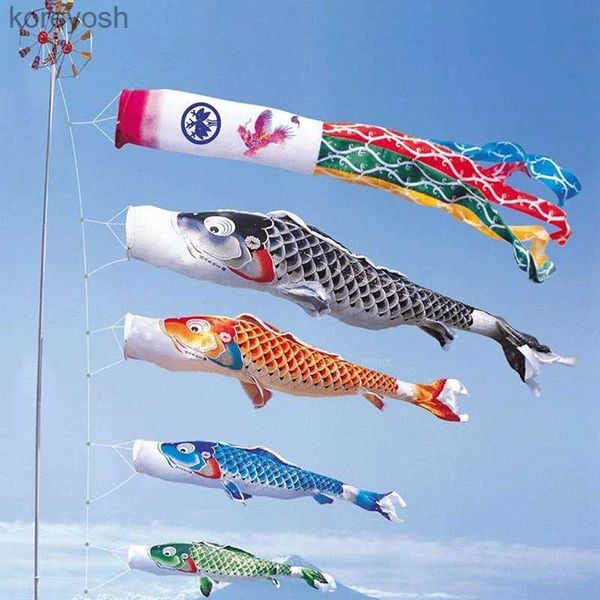 Acessórios de pipa novo estilo 40/70/100cm bandeira de peixe kite brinquedo koi nobori carpa vento koinobori colorido bandeira de peixe pendurado brinquedos ao ar livre para criançasl231118