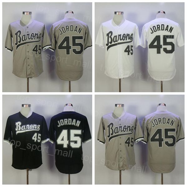 Moiva Baseball Michael 45 Birmingham Barons Jersey Button Down Down Mens Black White Grey Costura Retro College Cooperstown Base Cool Retire Sport Breathable