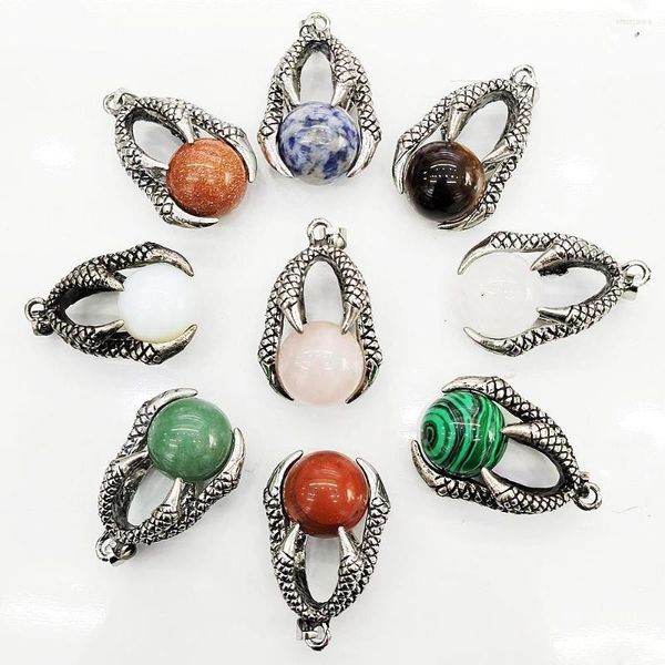 Подвесные ожерелья 24x37 мм естественные полудрагоценные каменные подвески дракона Claw жемчуг ретро мужской драгоценный камень