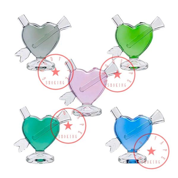 Разноцветное стекло Курительный фильтр Трубки ручной работы Трубка Ручная трубка Портативная LOVE Arrow Style Waterpipe Bubbler Bongs Трава Табак Сигарета Preroll Роллинг-мундштук для сигар