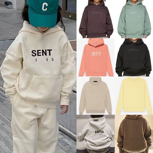 Ess Kids Hoodies Designer Bebek Kazak Kıyafetleri Toddler Sweatshirts Mektup Gevşek Kapşonlu Dış Giyim Çocukları Gençlik Essential Clothing Erkek Kız Kız Kazak Tops