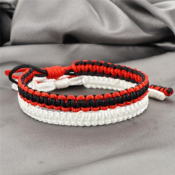 Strand 2pcs/set preto ladejas brancas bracelete trançada corda sortuda pulseira tibetana pulseira pulseira pulseira yin yang amiga jóias de joias de jóias