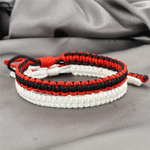 Strand 2 Teile / satz Schwarz Weiß Faden Geflochtenes Armband Glücksseil Tibetan Buddha Armbänder Armreifen Yin Yang Armband Freund Schmuck Perlen