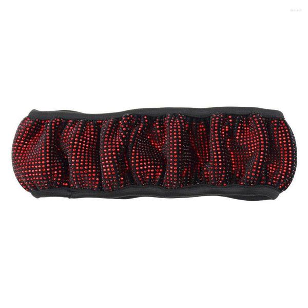 Volante cobre capa de carro vermelho auto diamante bling brilhando universal para 37-38cm peças interiores acessórios