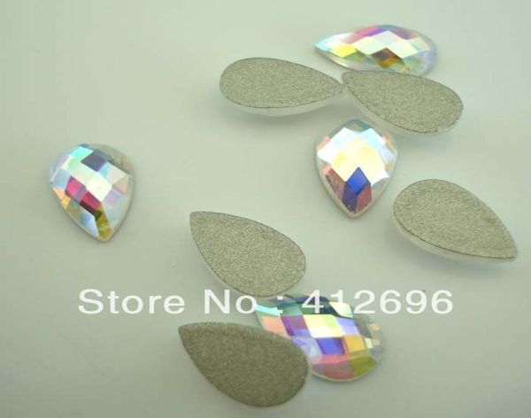 Interi 48 pezzi per lotto cristallo a forma di goccia di pera AB colore pietra posteriore piatta nessuna correzione 68mm Nial Art Strass4412915