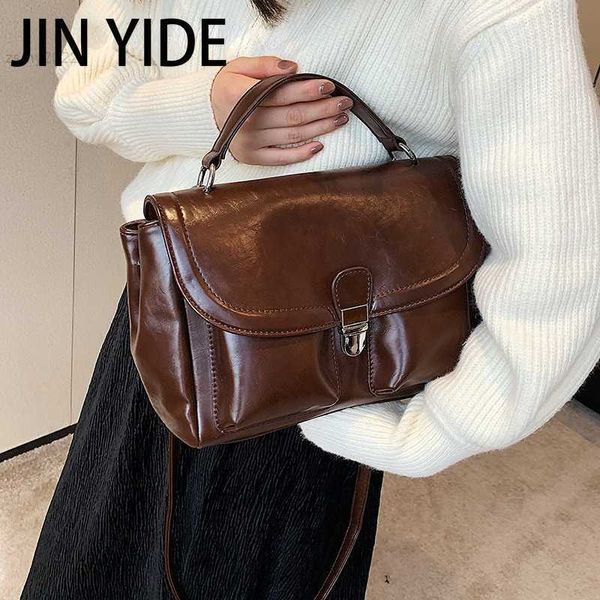 Umhängetaschen Jin YIde Kleine Tragetaschen für Frauen 2023 Trend Female Trending Solide Vintage Umhängetasche Lady Handtaschen mit kurzem Griff Bolsa
